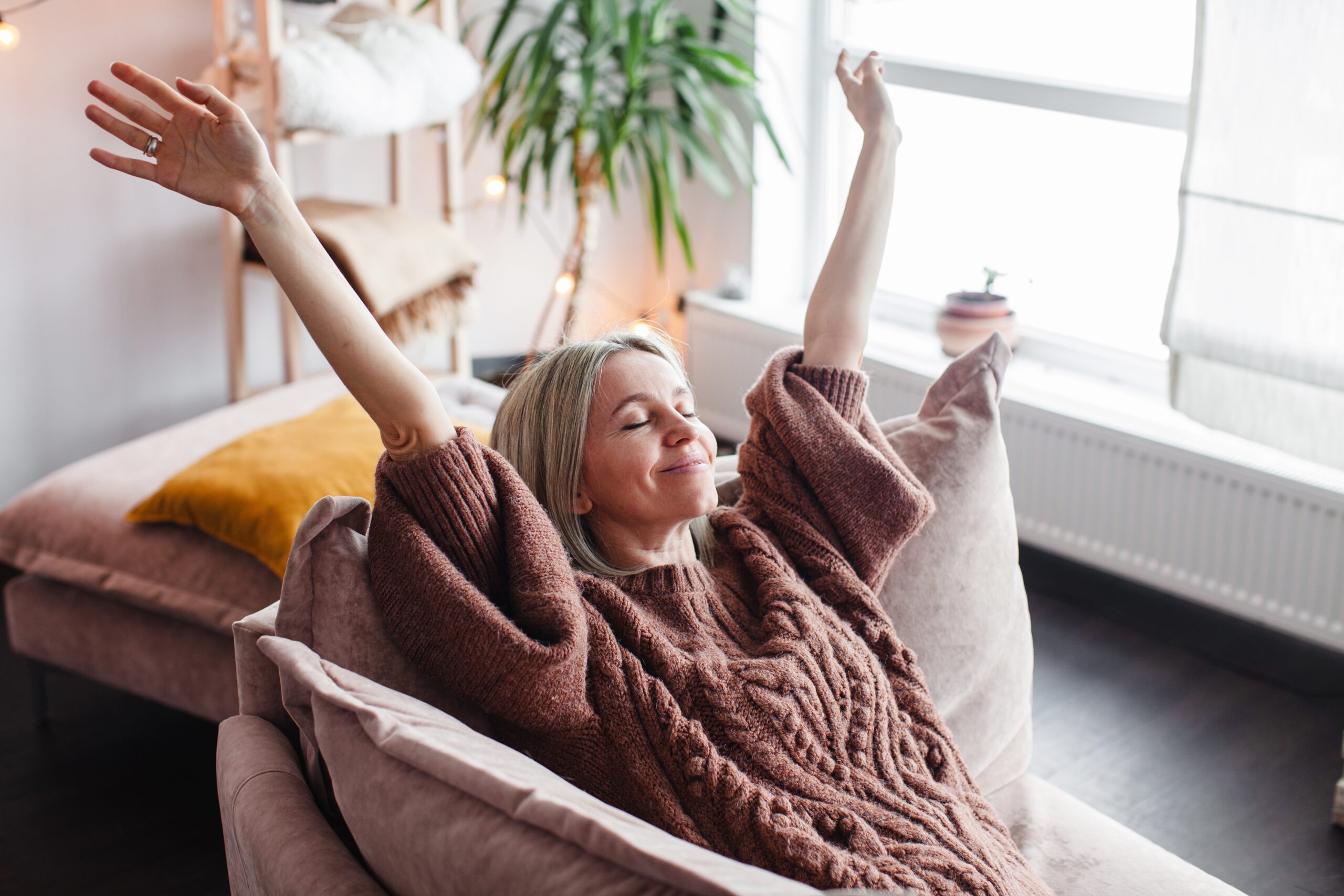 Woman feeling energized after hormone replacement therapy